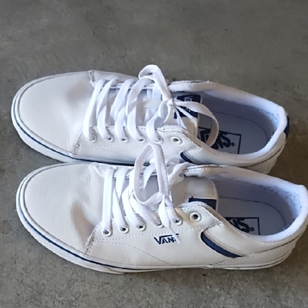 Vans White and Blue Women's Sneakers